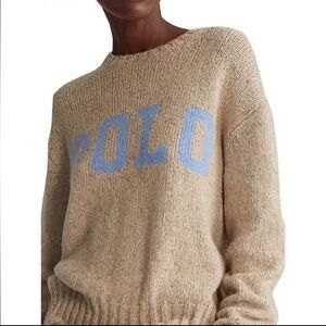 Ralph Lauren POLO Sweater w/ Light Blue Logo wool cashmere cotton blend size XS